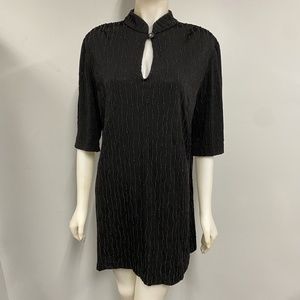 Huey Waltzer for Saks Fifth Avenue Black Beaded Shift Dress 12